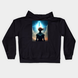 Girl astronaut witnessing rocket ship launch Kids Hoodie